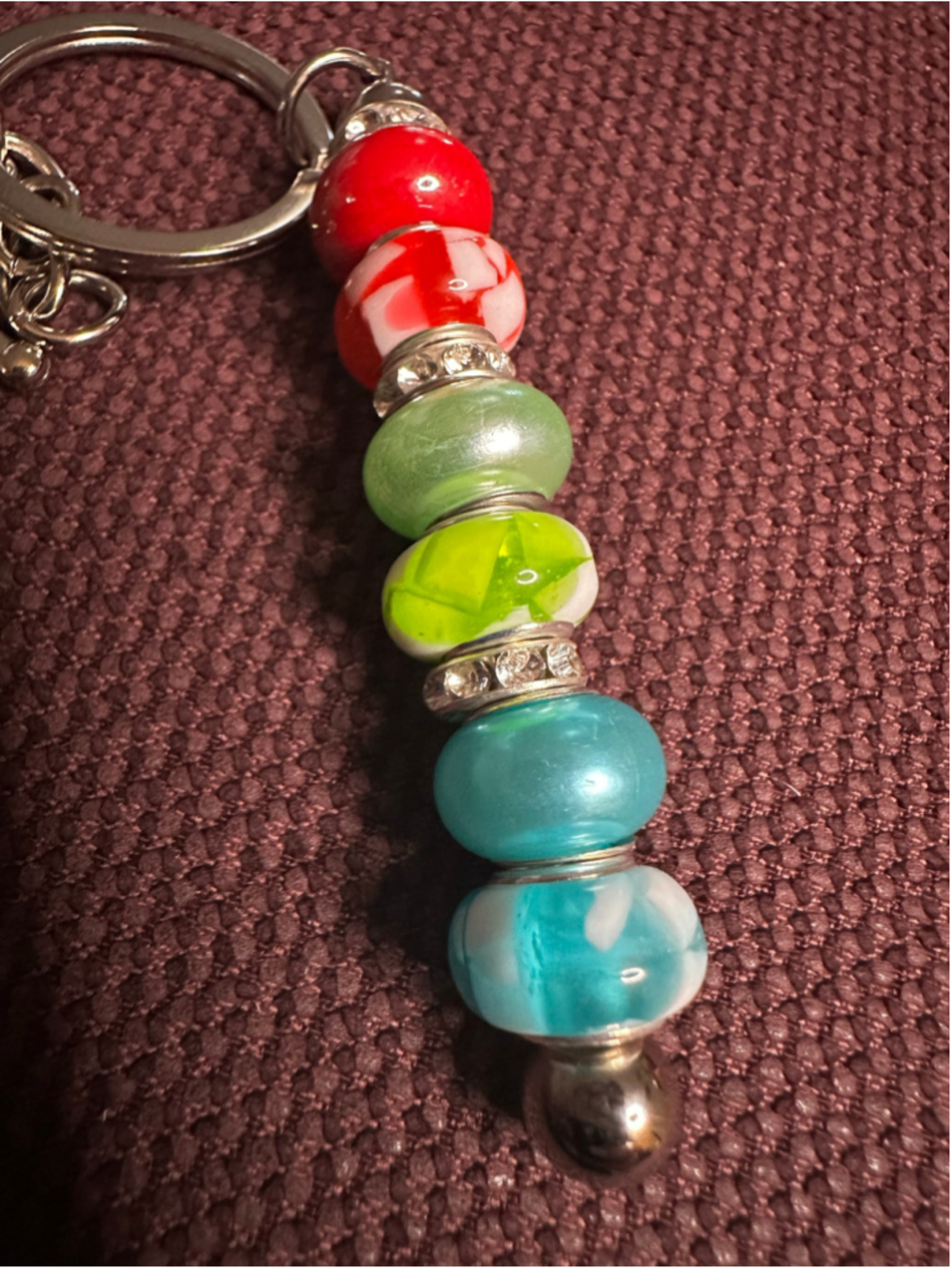 Multi-color Beaded Keychain - Picture 2 of 3